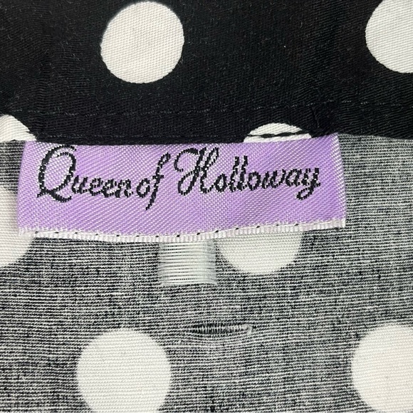 Queen of Holloway Womens Fit & Flare Dress Black White Polka Dot Medium - Picture 8 of 8
